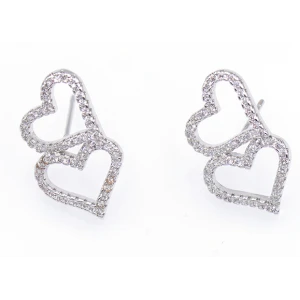 Latest Design Chic Girl Heart Shape Silver Plated Necklace Earring Jewelry Set Supplier