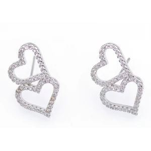Latest Design Chic Girl Heart Shape Silver Plated Necklace Earring Jewelry Set Supplier