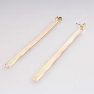 Latest design long gold silver stainless steel stick earrings