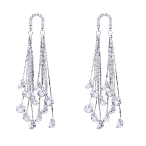 Китай Long Charming Earring for Womens Covered with White Zircon TOP Sales for Europe&USA Dangling Hangings Earrings производителя