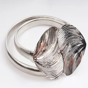 Metal silver plate heart shape custom elastic waistband waist belt BT60032