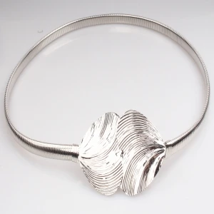 Metal silver plate heart shape custom elastic waistband waist belt BT60032