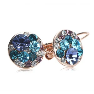 Multi-color Round Lever-Back Earrings for Women Made Drop Jewelry Graduation Gift for Her