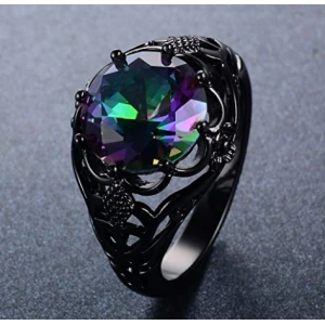 Mystic Stone Black Gold Ring Manufacturer in China