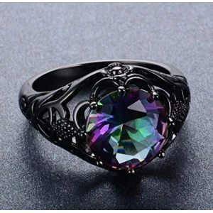 Mystic Stone Black Gold Ring Manufacturer in China