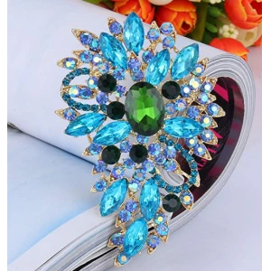 New Arrival Women's Austrian Crystal Wedding Flower Leaf Bouquet Brooch Party Accessorie