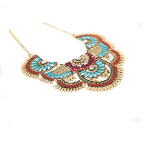 New Arrival Womens Vintage Alloy Silver/Gold Necklace Fashion Necklace Turquoise Beads Crystal Necklace
