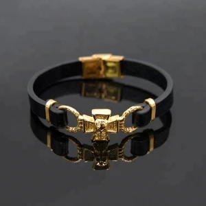 New Arrivals Fashion Leather Bracelet Men Gold Plated Jewelry As Gift