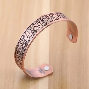 China New Design Engraved Healthy Power Cuff Bangle Antique Copper Mens Magnetic Magic Bracelet Hersteller