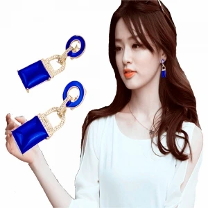 New design resin round shaped english lock clip on earrings