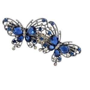 New retro style blue rose red hairpin butterfly shaped diamond women's hair accessories