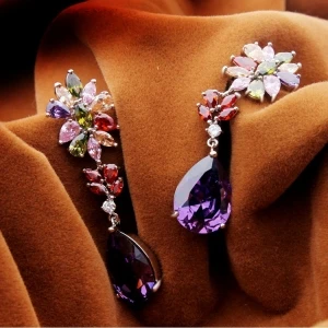 New style European and American jewelry zircon Austrian crystal long earrings high ear earrings wholesale China manufacturer
