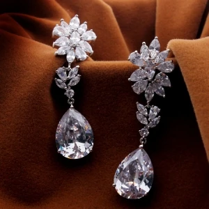 New style European and American jewelry zircon Austrian crystal long earrings high ear earrings wholesale China manufacturer