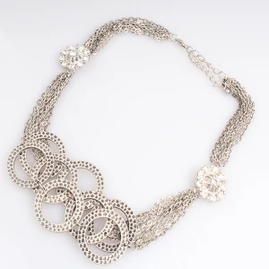 Olympic rings silver couple gold statement necklace N90078