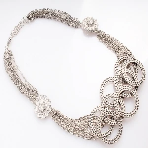 Olympic rings silver couple gold statement necklace N90078