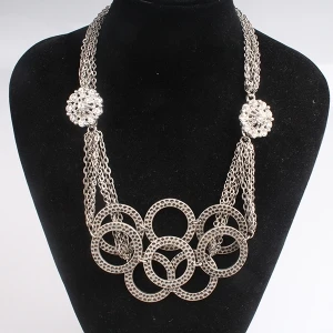 Olympic rings silver couple gold statement necklace N90078