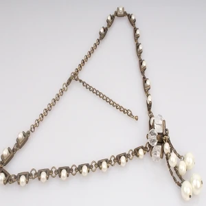 Pearl Beads Antique Gold Sweater Chain