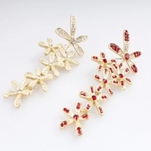 Pink crystal metal 2 gram gold beautiful flower designed earrings E30077