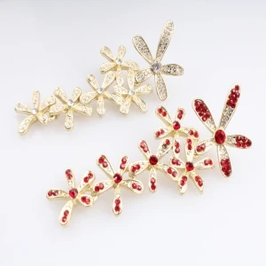 Pink crystal metal 2 gram gold beautiful flower designed earrings E30077