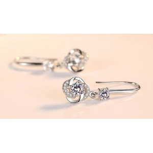 Professional Supplier 925 Sterling Silver Long Dangle Stud Earrings for Girls