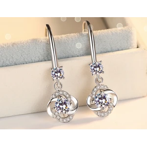 Professional Supplier 925 Sterling Silver Long Dangle Stud Earrings for Girls