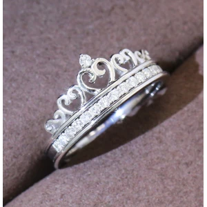 Professional manufacturer 18k white gold crown ring for girl
