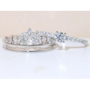 Professional manufacturer 18k white gold crown ring for girl