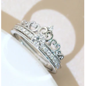 Professional manufacturer 18k white gold crown ring for girl