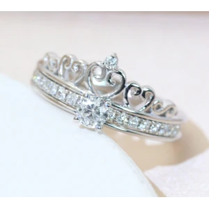 Professional manufacturer 18k white gold crown ring for girl