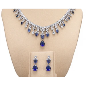 Royal Princess Necklace Earring Ring Bracelet CZ Emerald Evening Dress Wedding Accessories Bridal jewelry Set