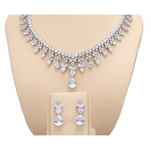 Royal Princess Necklace Earring Ring Bracelet CZ Emerald Evening Dress Wedding Accessories Bridal jewelry Set