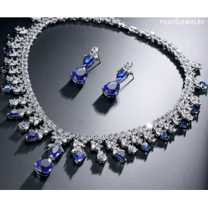 Royal Princess Necklace Earring Ring Bracelet CZ Emerald Evening Dress Wedding Accessories Bridal jewelry Set