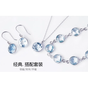 S925 Topaz Stone Jewelry Set Manufacturer Necklace Bracelet Earring Jewelry Set Wholesale China
