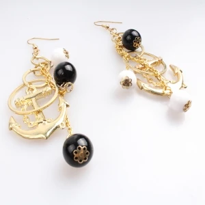 Seed bead anchor hanging gold jhumka earrings designs E30083