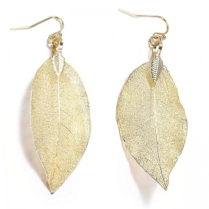 Silver Color  Natural Leaf Dangle Statement Necklaces Earrings for Women Jewelry
