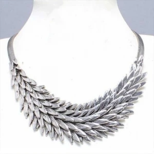 Silver Metal Alloy Feather Wing Necklace
