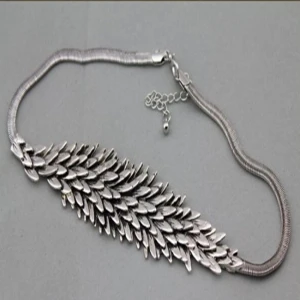 Silver Metal Alloy Feather Wing Necklace