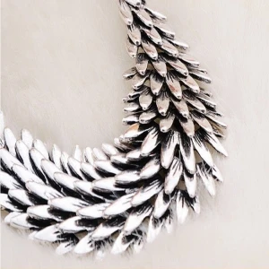Silver Metal Alloy Feather Wing Necklace