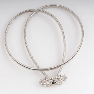 Silver metal goodyear afghan flower brand rhinestone belt BT60045