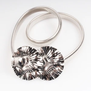 Silver plated patterns Martial arts spiral metal belt BT60047