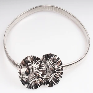 Silver plated patterns Martial arts spiral metal belt BT60047