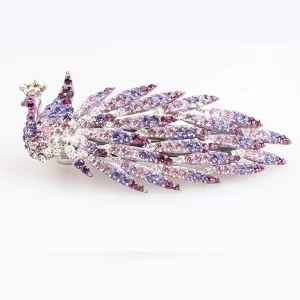 Silver traditional crystal peacock feather hair accessories hairpin H50016