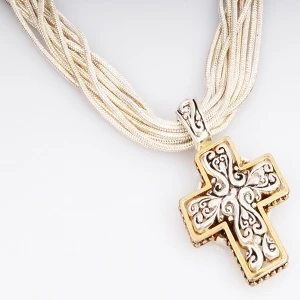 Snake Bone Chains Cross Pendant Necklace