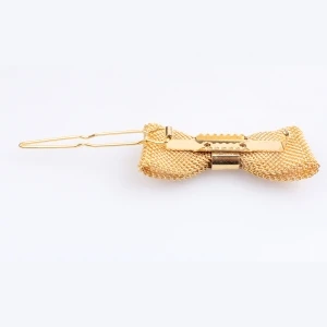 Snap flat spiral french metal barrettes gold bow hair clip H50018