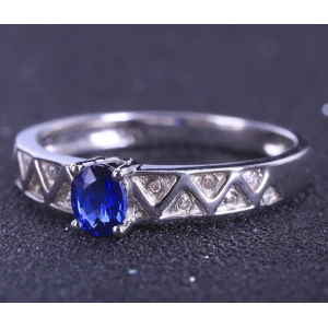 Sri Lanka 18K White Gold Sapphire Diamonds Ring Manufacturer in China