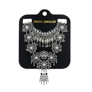 Statement Necklace - Fashion Long Silver Bohemian Indian Jewelry for Wemen Christmas Jewelry Gift