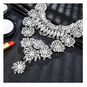 Statement Necklace - Fashion Long Silver Bohemian Indian Jewelry for Wemen Christmas Jewelry Gift