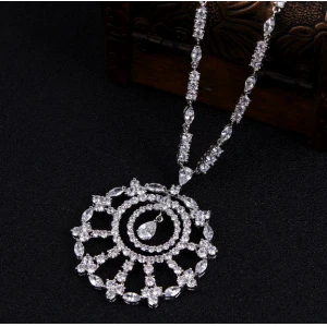The latest designs crystal pendant crystal cubic zircon jewelry sets for women