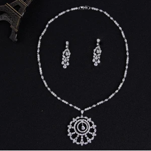 The latest designs crystal pendant crystal cubic zircon jewelry sets for women
