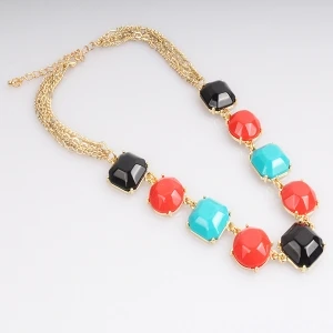 Three Color Resin Pieces Fashion Necklace Wholesale